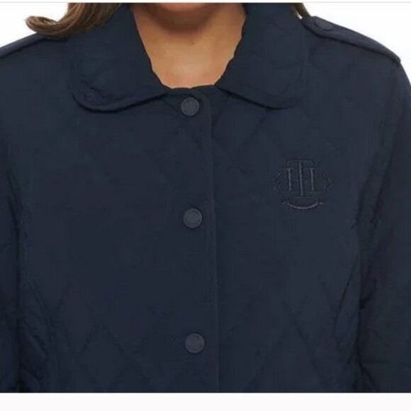 NWT Tommy Hilfiger Embroidered Logo Quilted Jacket  Dark Blue (Navy) - Picture 4 of 5